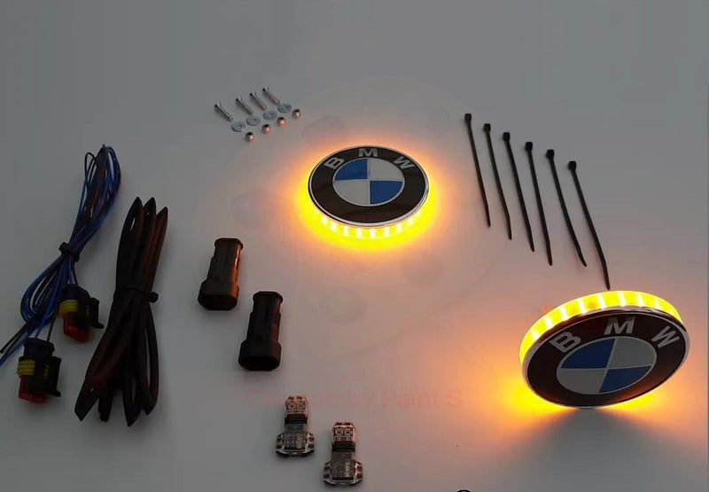 Blue Rider 56mmDRL BMW embleem Led zijknipperlichten set 56mm met dagrijverlichting Embleem knipperlichten